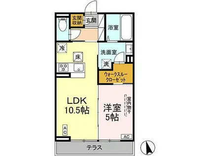 D-ROOM伊勢原三丁目(1LDK/1階)の間取り写真