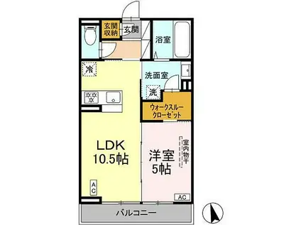 D-ROOM伊勢原三丁目(1LDK/2階)の間取り写真