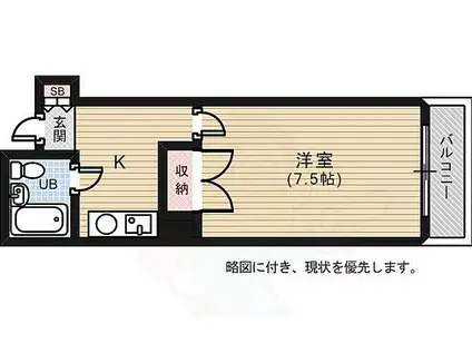 奥田マンション(1K/6階)の間取り写真