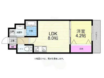 広島電鉄5系統 比治山下駅 徒歩8分 14階建 築1年(1LDK/4階)の間取り写真