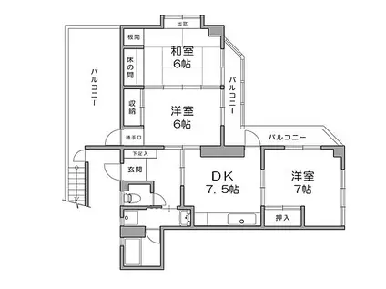 新添マンション(3DK/4階)の間取り写真