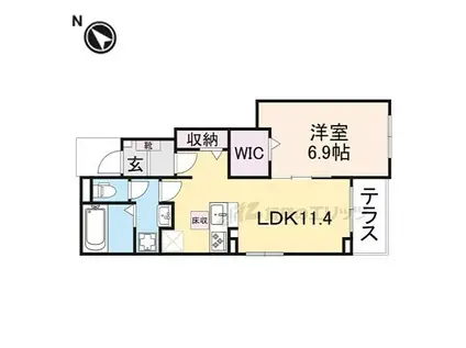 JR湖西線 堅田駅 徒歩6分 2階建 新築(1LDK/1階)の間取り写真