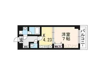 JR東海道・山陽本線 南草津駅 徒歩10分 9階建 築16年(1DK/6階)の間取り写真