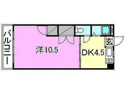 ロイヤル三津(1DK/3階)の間取り写真