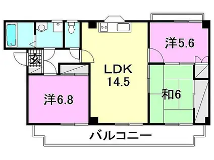 内海小栗マンション(3LDK/4階)の間取り写真