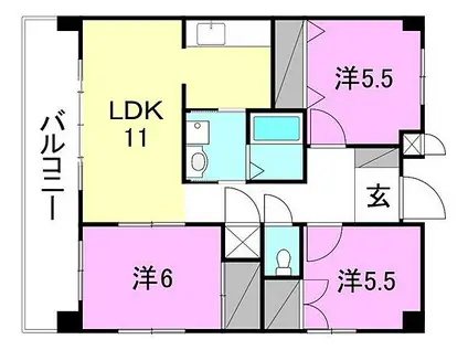 ロイヤルアネックスシエナ(3LDK/3階)の間取り写真