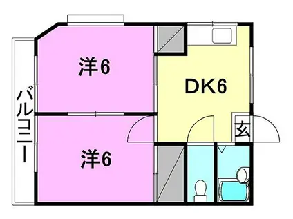 コーポ石丸(2DK/2階)の間取り写真