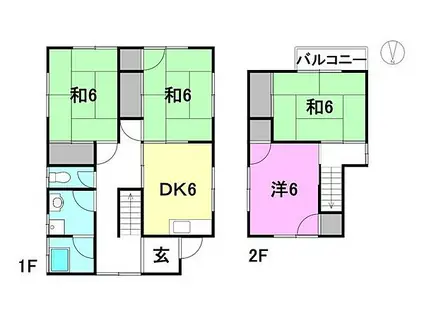 伊予鉄道本町線 本町６丁目駅 徒歩24分 2階建 築35年(4DK)の間取り写真