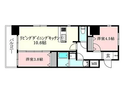 GARIREO 117 TERRACE(2LDK/9階)の間取り写真