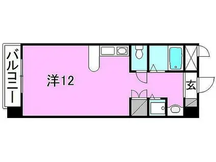 コスモスハイツ道後(ワンルーム/4階)の間取り写真