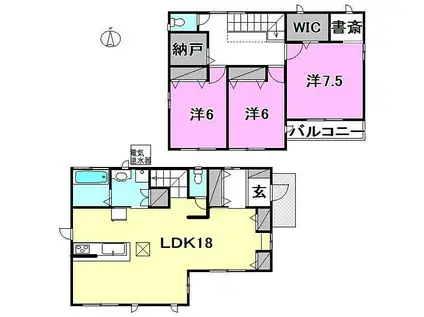 伊予鉄道横河原線 鷹ノ子駅 徒歩8分 2階建 築16年(3LDK)の間取り写真