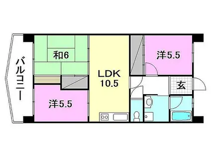 セントヒルズ山越(3LDK/10階)の間取り写真