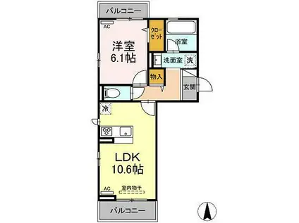 フォレスト和泉A棟(1LDK/2階)の間取り写真
