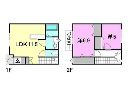 ファミールS横河原(2LDK/2階)の間取り写真