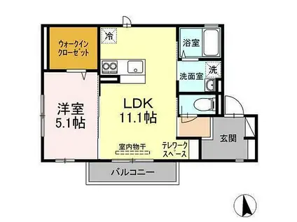 セジュールみさと(1LDK/2階)の間取り写真