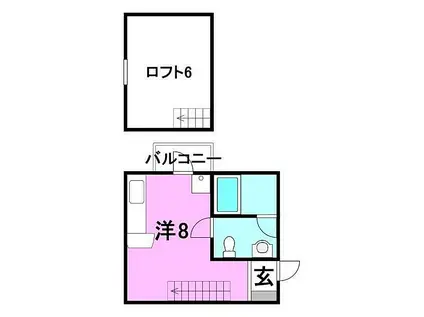 ユタカ・ハイツ(ワンルーム/2階)の間取り写真