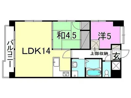 ロイヤルアネックス喜与町(2LDK/3階)の間取り写真