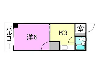 コテージ桜館(1K/3階)の間取り写真