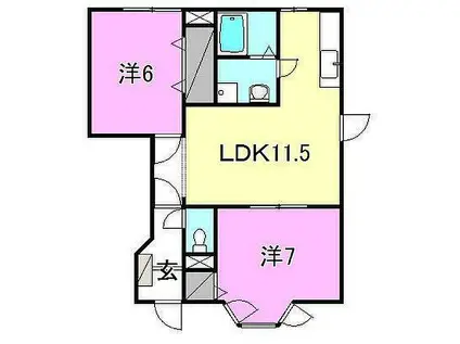 ヴィラ軽井沢B(2LDK/1階)の間取り写真