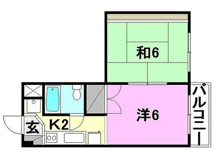 二宮マンション(2K/2階)の間取り写真