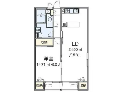 クレイノ松山インターⅤ(1LDK/2階)の間取り写真