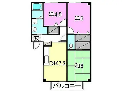 フォブール岡田(3DK/2階)の間取り写真