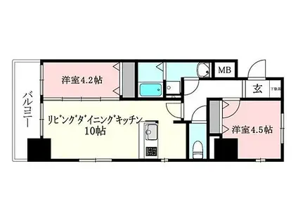 GARIREO 117 TERRACE(2LDK/6階)の間取り写真