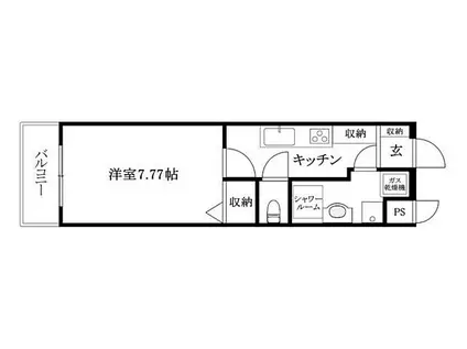 αプレミアム松末(1K/4階)の間取り写真