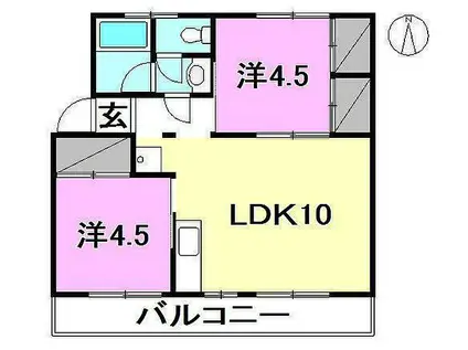 ブリューメハイム壱番館(2LDK/2階)の間取り写真