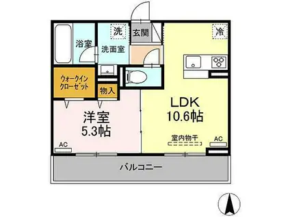 フォレスト和泉B棟(1LDK/3階)の間取り写真