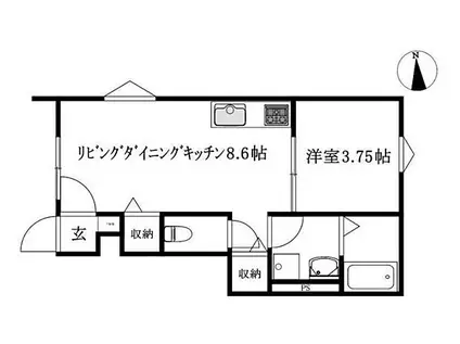 BELGRAVIA山西PREMIUM(1LDK/1階)の間取り写真