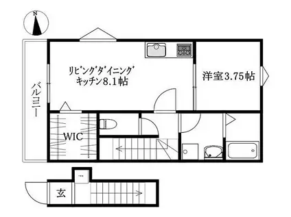 BELGRAVIA山西PREMIUM(1LDK/2階)の間取り写真