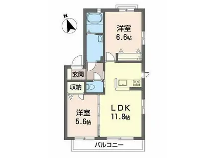 エスパルクA棟・B棟(2LDK/2階)の間取り写真