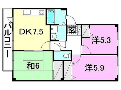 フォブール高岡(3DK/2階)の間取り写真