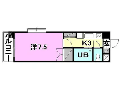 ジョイフル第1小坂(1K/4階)の間取り写真