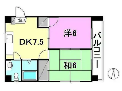 プリムローズ酒井(2DK/4階)の間取り写真