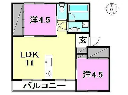 ブリューメ・ハイム弐番館(2LDK/3階)の間取り写真