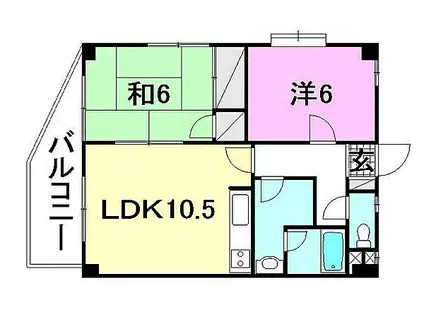 トリオ・グラン持田(2LDK/4階)の間取り写真