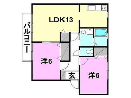 フェイスフル五番館 A棟(2LDK/2階)の間取り写真