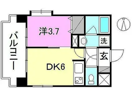 ツイン・ハーモニー道後Ⅱ(1DK/3階)の間取り写真