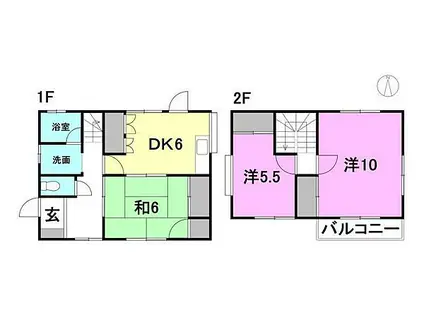 JR予讃線 伊予和気駅 徒歩8分 2階建 築29年(3DK)の間取り写真