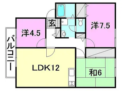 サンガーデン西長戸 B棟(3LDK/2階)の間取り写真