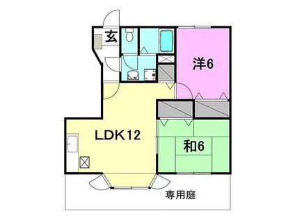 ピュアハイツ三町ⅡA棟(2LDK/1階)の間取り写真