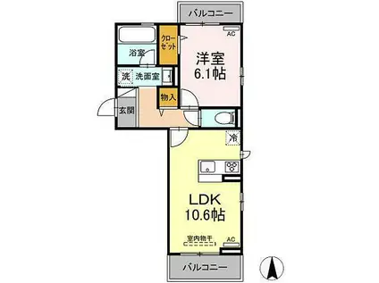 フォレスト和泉A棟(1LDK/3階)の間取り写真