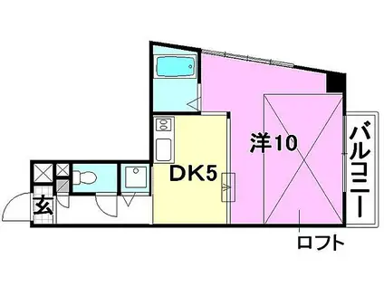 タケワラ148(1DK/6階)の間取り写真