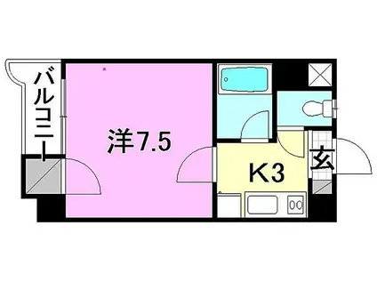 第3パールハイツ(1K/1階)の間取り写真