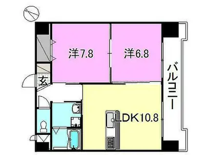 メゾンドール錦町2(2LDK/7階)の間取り写真