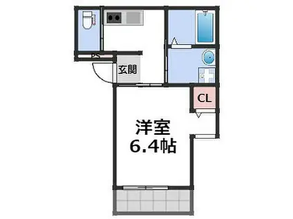 アンビシオン天下茶屋(1K/2階)の間取り写真