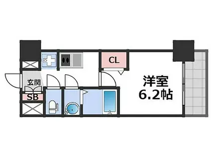 プレサンス難波インフィニティ(1K/6階)の間取り写真