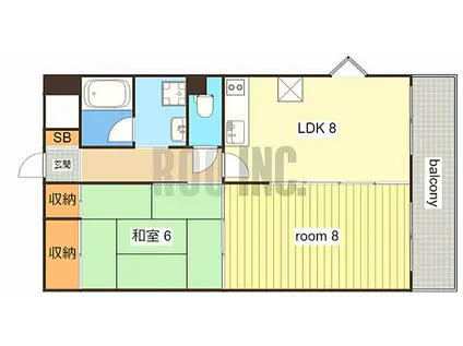 青山NKマンション(2LDK/5階)の間取り写真